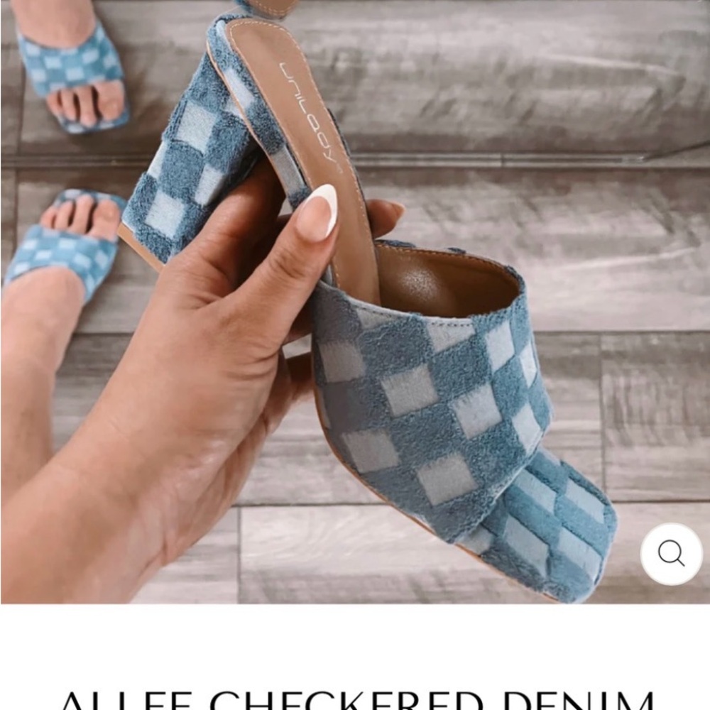 Blue Checkered Women's Heels